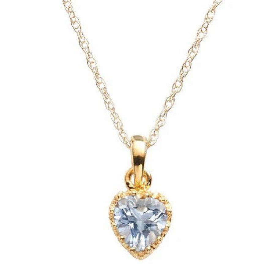 * Designs By Gioelli 14K Gold Over Silver Lab-Created Aquamarine Heart Crown Pendant | Jewelry