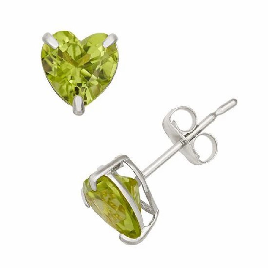 * Designs By Gioelli Peridot 10K White Gold Heart Stud Earrings | Jewelry