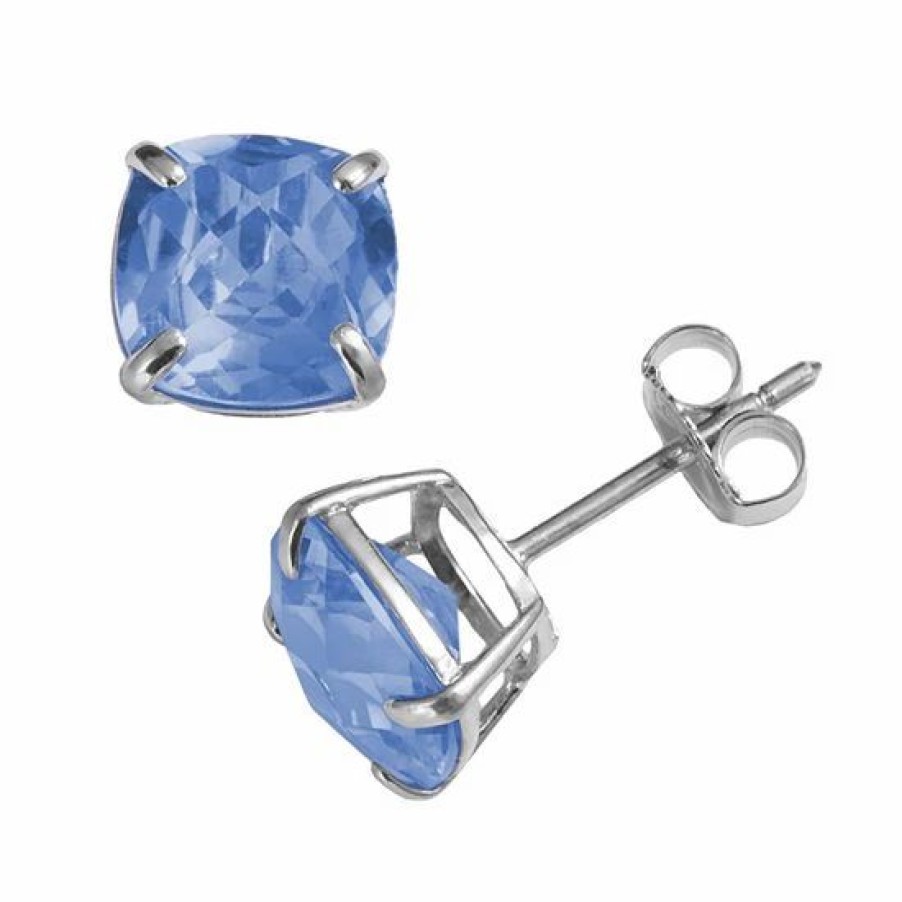 * Designs By Gioelli Sterling Silver Lab-Created Aquamarine Stud Earrings | Jewelry