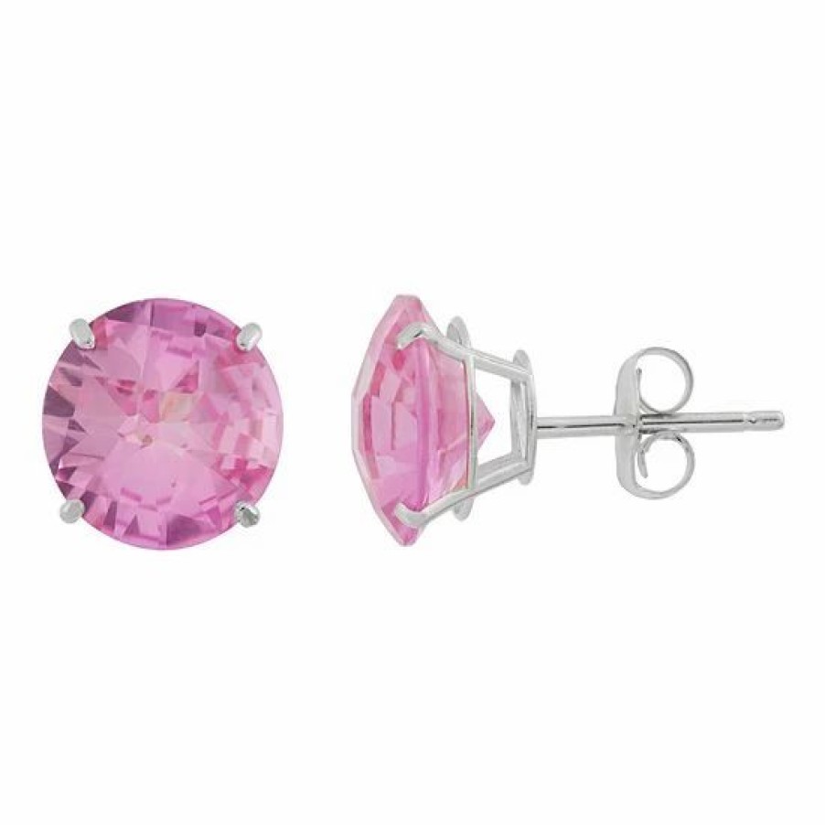 * Designs By Gioelli Lab-Created Pink Sapphire 10K White Gold Stud Earrings | Jewelry