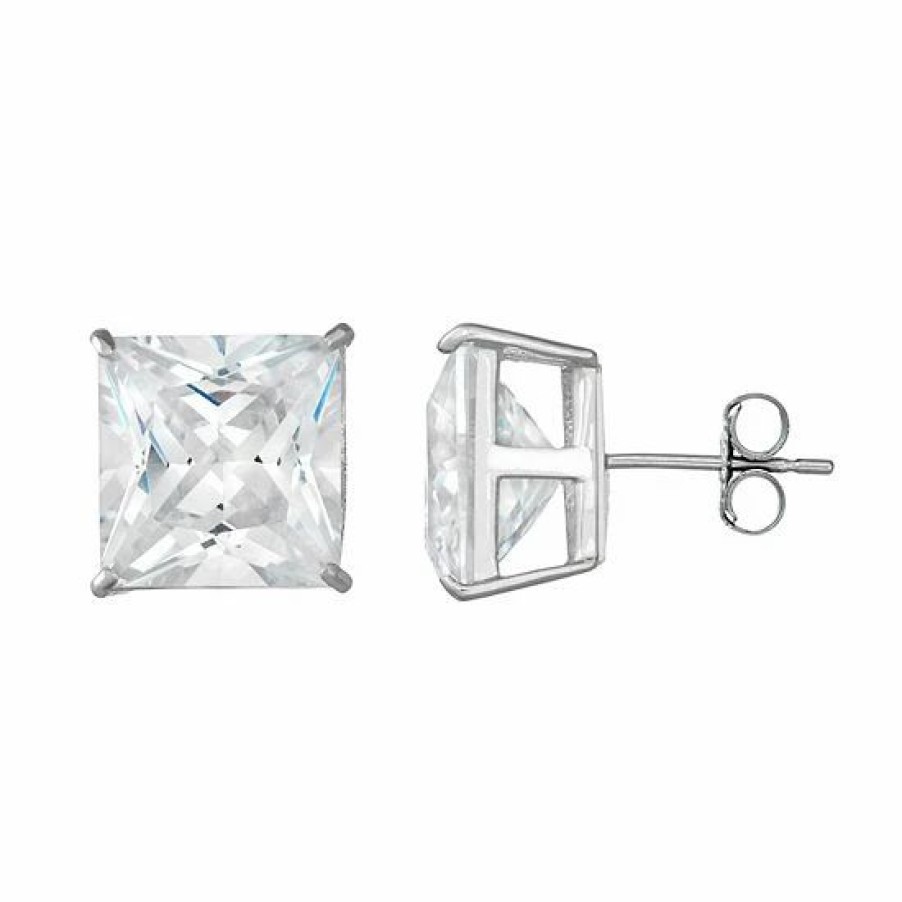 * Designs By Gioelli Men'S 14K White Gold Cubic Zirconia Square Stud Earrings | Jewelry