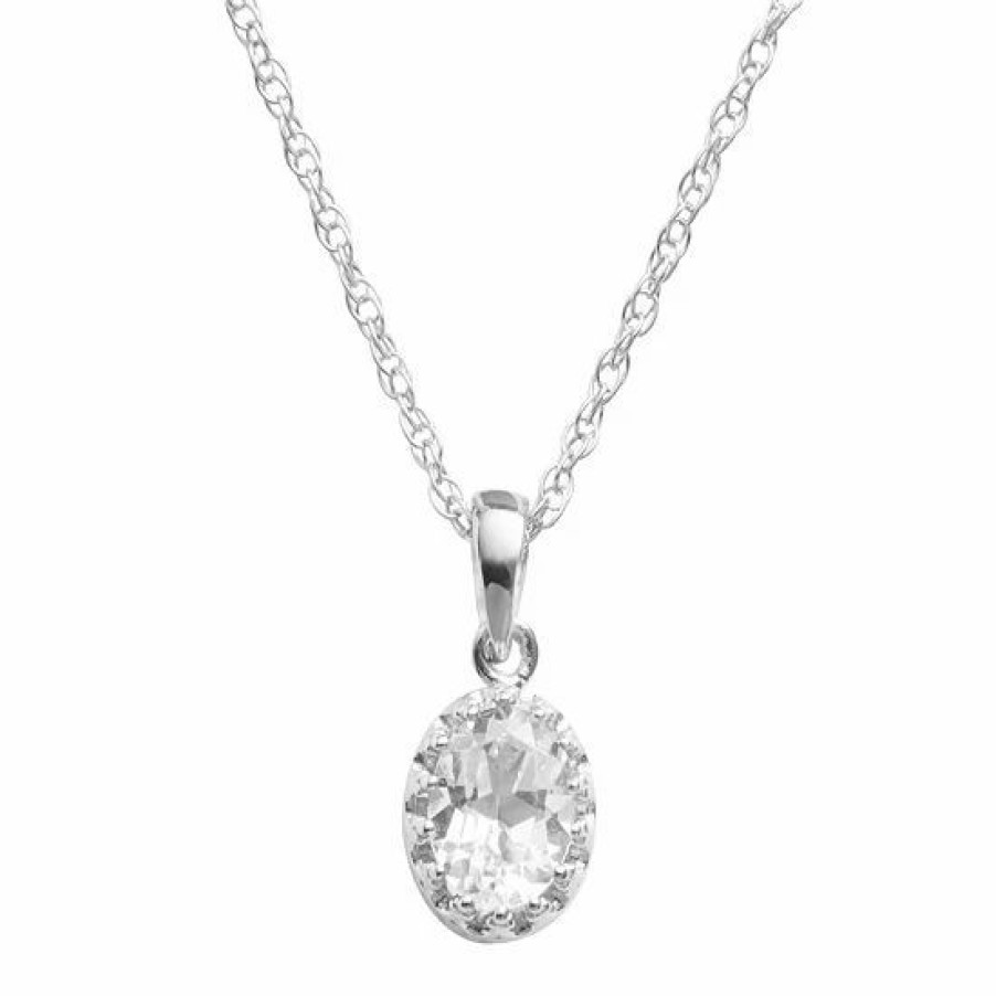 * Designs By Gioelli Sterling Silver Lab-Created White Sapphire Oval Pendant | Jewelry