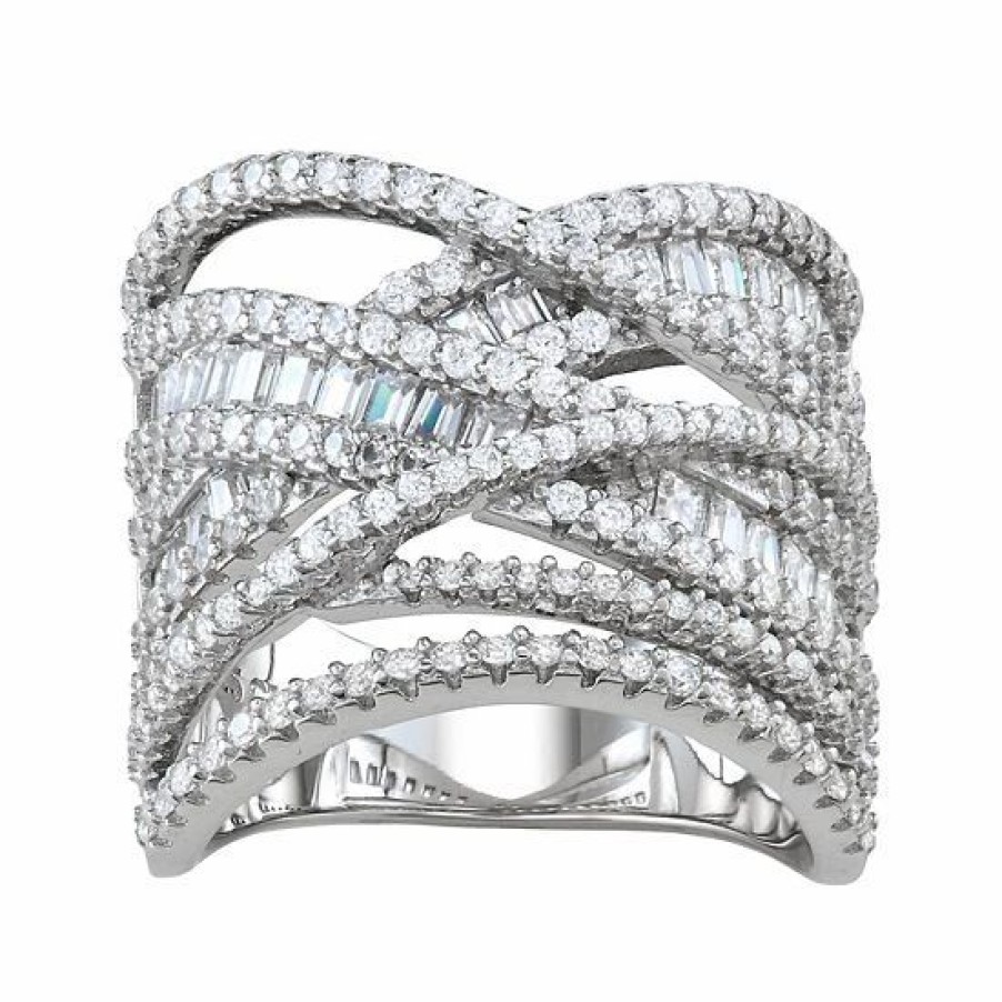 * Designs By Gioelli Sterling Silver Cubic Zirconia Crossover Ring | Jewelry