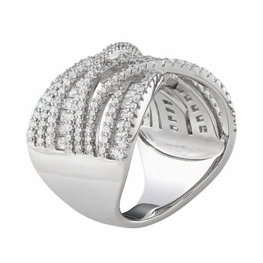 * Designs By Gioelli Sterling Silver Cubic Zirconia Crossover Ring | Jewelry