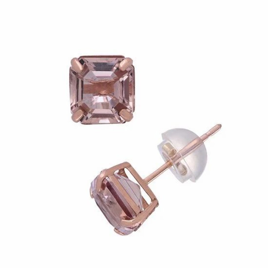 * Designs By Gioelli 14K Rose Gold Simulated Morganite Stud Earrings | Jewelry