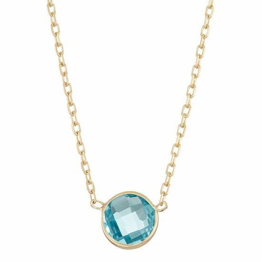 * Designs By Gioelli 10K Gold Swiss Blue Topaz Circle Pendant Necklace | Jewelry