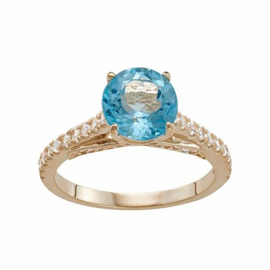 * Designs By Gioelli 10K Gold Swiss Blue Topaz & Lab-Created White Sapphire Ring | Jewelry