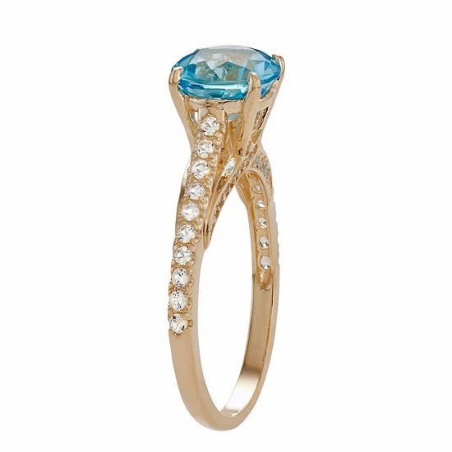 * Designs By Gioelli 10K Gold Swiss Blue Topaz & Lab-Created White Sapphire Ring | Jewelry