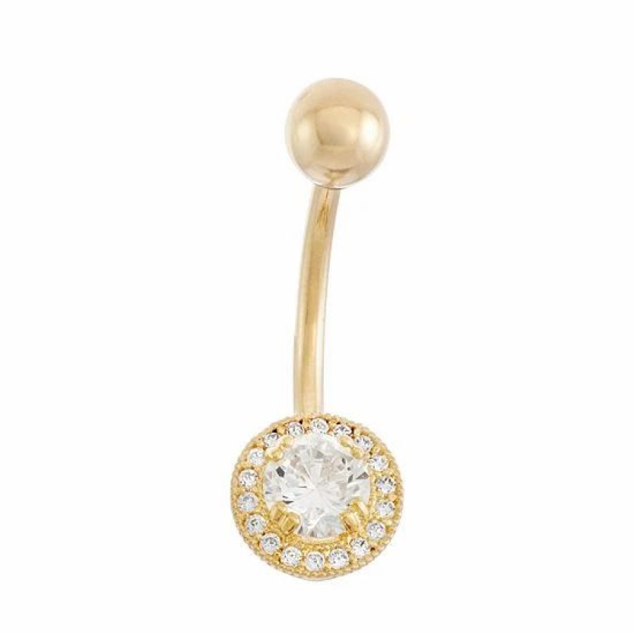 * Designs By Gioelli 10K Gold Cubic Zirconia Halo Belly Ring | Jewelry