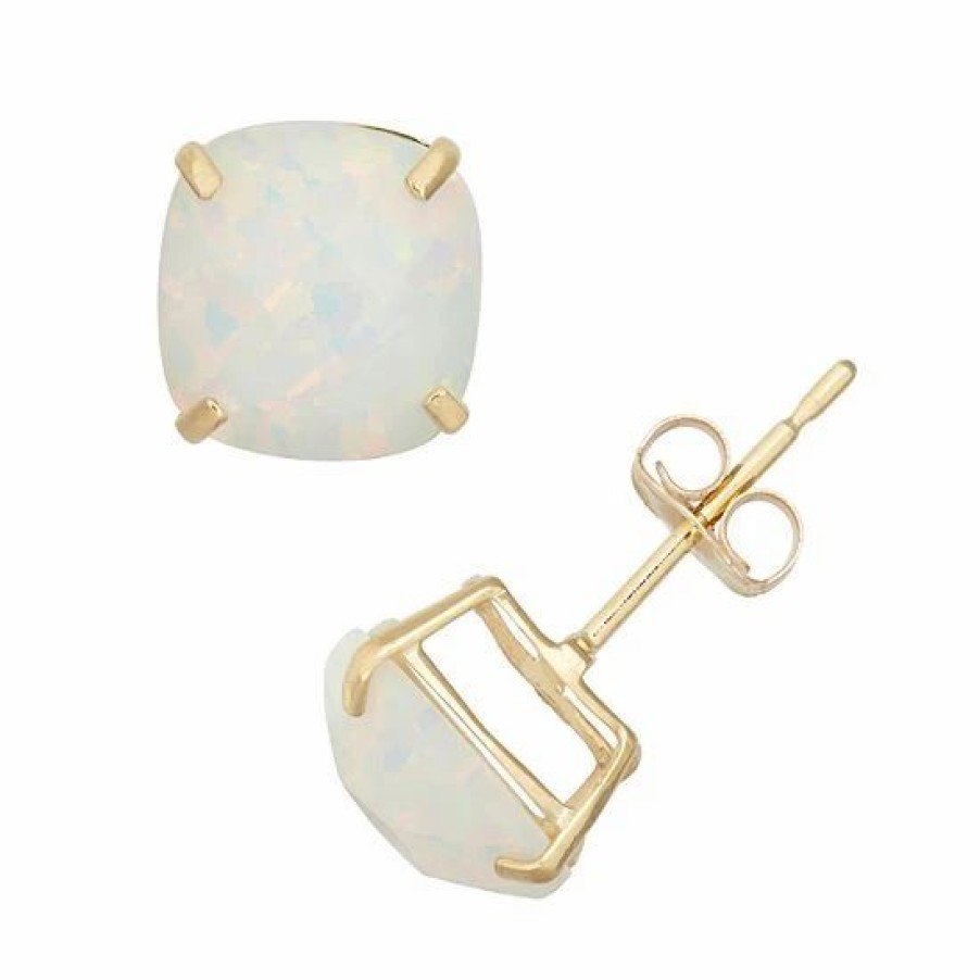 * Designs By Gioelli Lab-Created Opal 10K Gold Stud Earrings | Jewelry