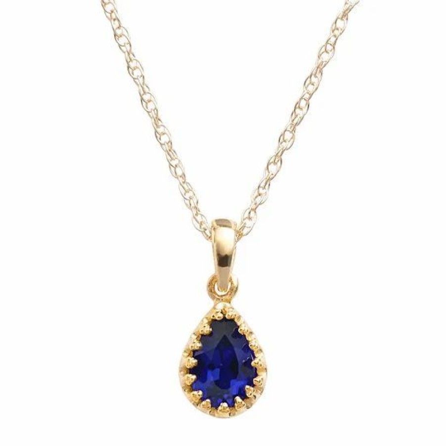 * Designs By Gioelli 14K Gold Over Silver Lab-Created Sapphire Teardrop Pendant | Jewelry