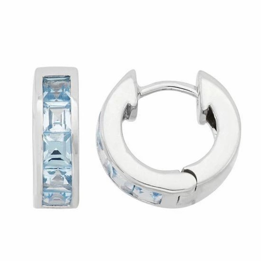 * Designs By Gioelli Lab-Created Aquamarine Sterling Silver Huggie Hoop Earrings | Jewelry