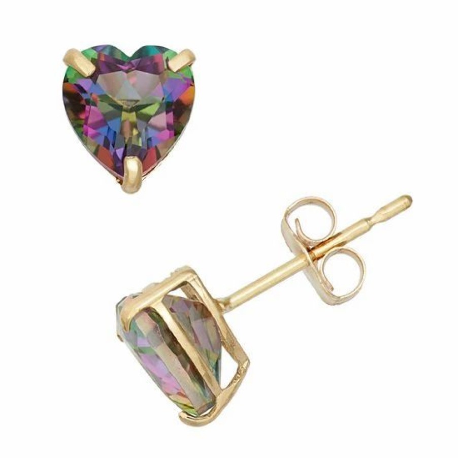 * Designs By Gioelli Mystic Topaz 10K Gold Heart Stud Earrings | Jewelry