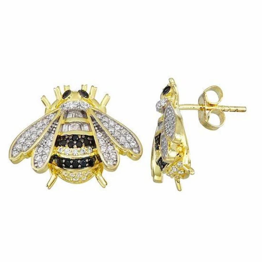 * Designs By Gioelli 14K Gold Over Silver Lab-Created White Sapphire Bee Earrings | Jewelry