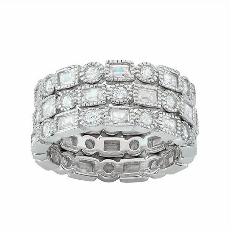 * Designs By Gioelli Sterling Silver Cubic Zirconia Stackable Eternity Ring Set | Jewelry