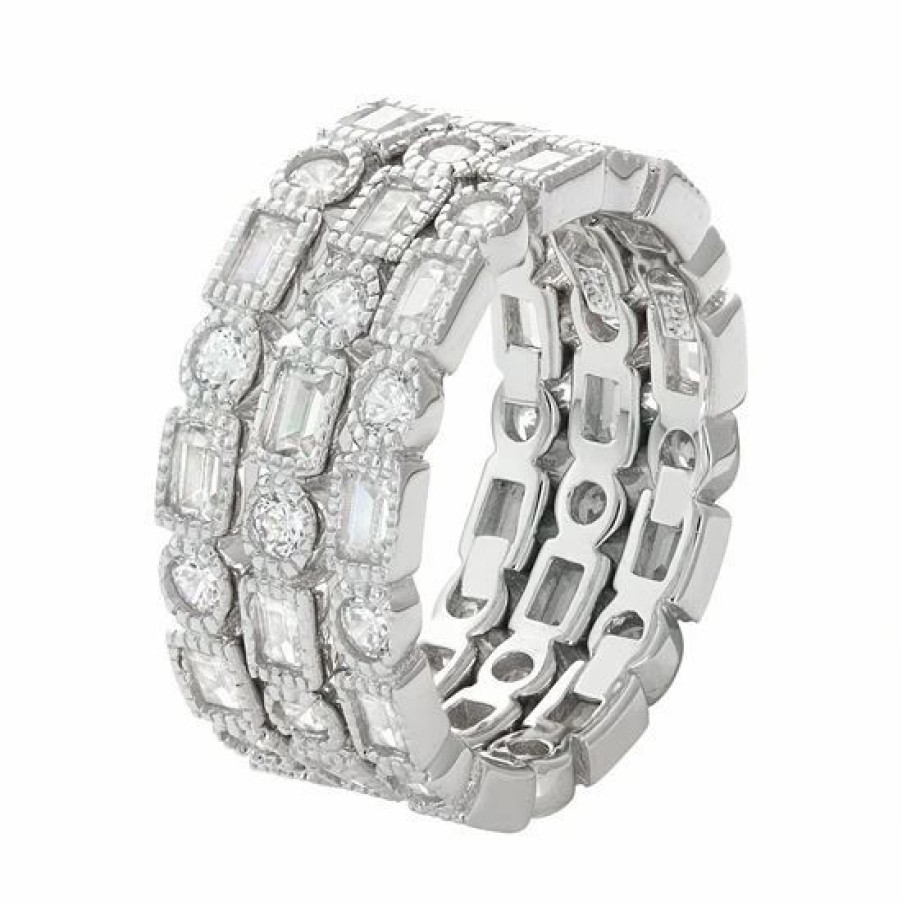 * Designs By Gioelli Sterling Silver Cubic Zirconia Stackable Eternity Ring Set | Jewelry