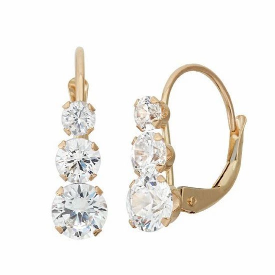 * Designs By Gioelli Cubic Zirconia 10K Gold Journey Drop Earrings | Jewelry