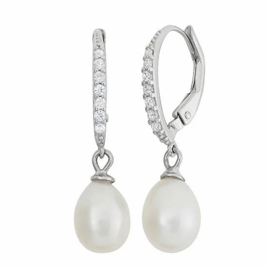 * Designs By Gioelli Freshwater Cultured Pearl & Cubic Zirconia Sterling Silver Drop Earrings | Jewelry