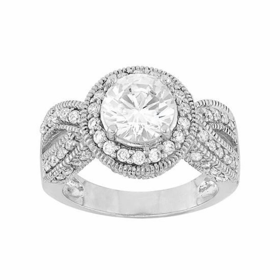 * Designs By Gioelli Sterling Silver Cubic Zirconia Halo Ring | Jewelry