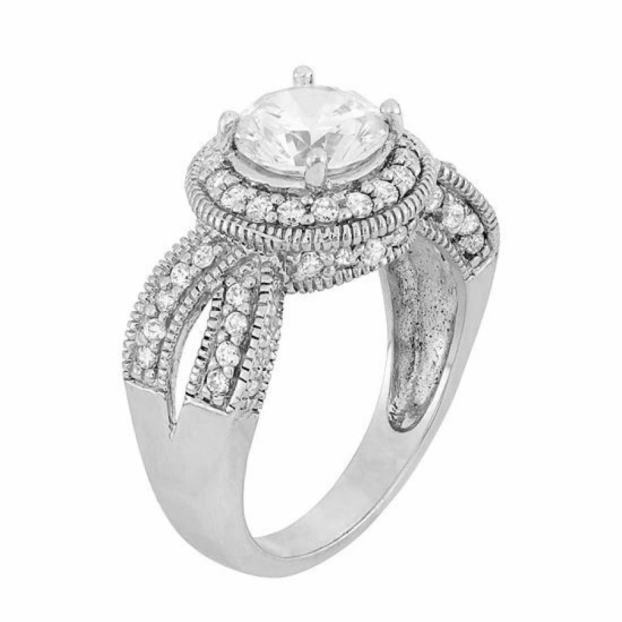 * Designs By Gioelli Sterling Silver Cubic Zirconia Halo Ring | Jewelry