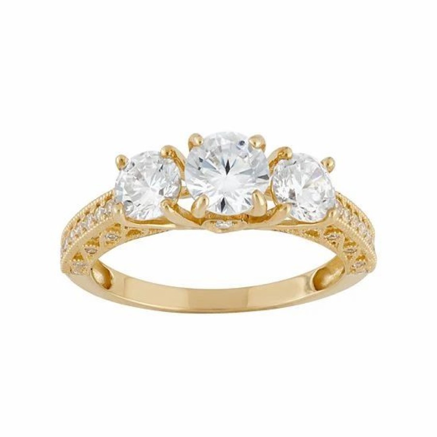 * Designs By Gioelli Cubic Zirconia 3-Stone Engagement Ring In 10K Gold | Jewelry