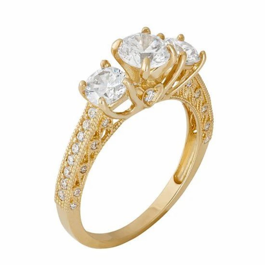 * Designs By Gioelli Cubic Zirconia 3-Stone Engagement Ring In 10K Gold | Jewelry