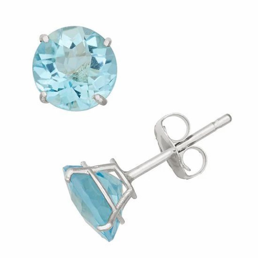 * Designs By Gioelli Swiss Blue Topaz 10K White Gold Stud Earrings | Jewelry