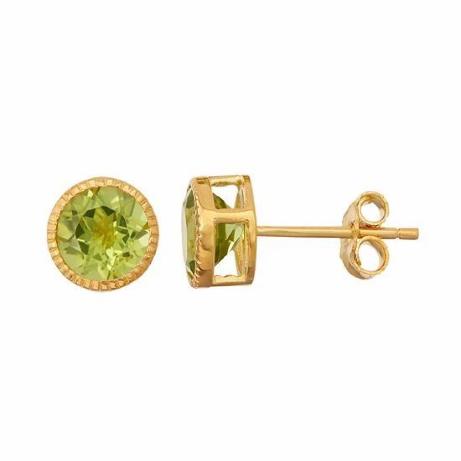 * Designs By Gioelli 14K Gold Over Silver Peridot Stud Earrings | Jewelry