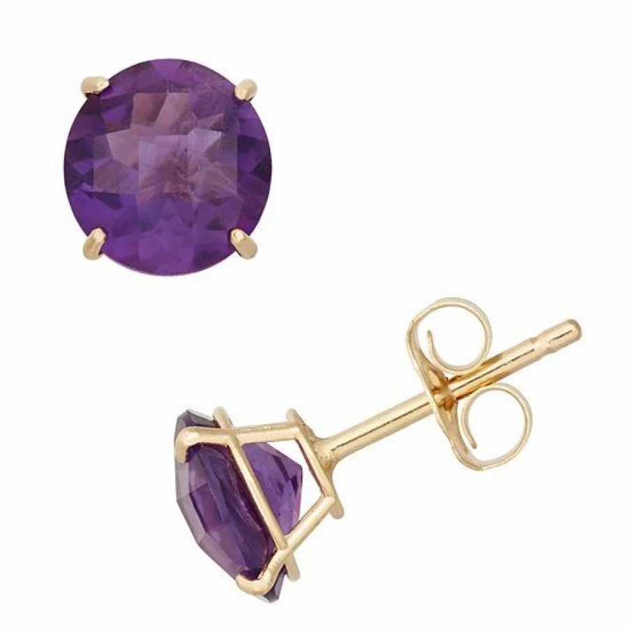 * Designs By Gioelli Amethyst 10K Gold Stud Earrings | Jewelry