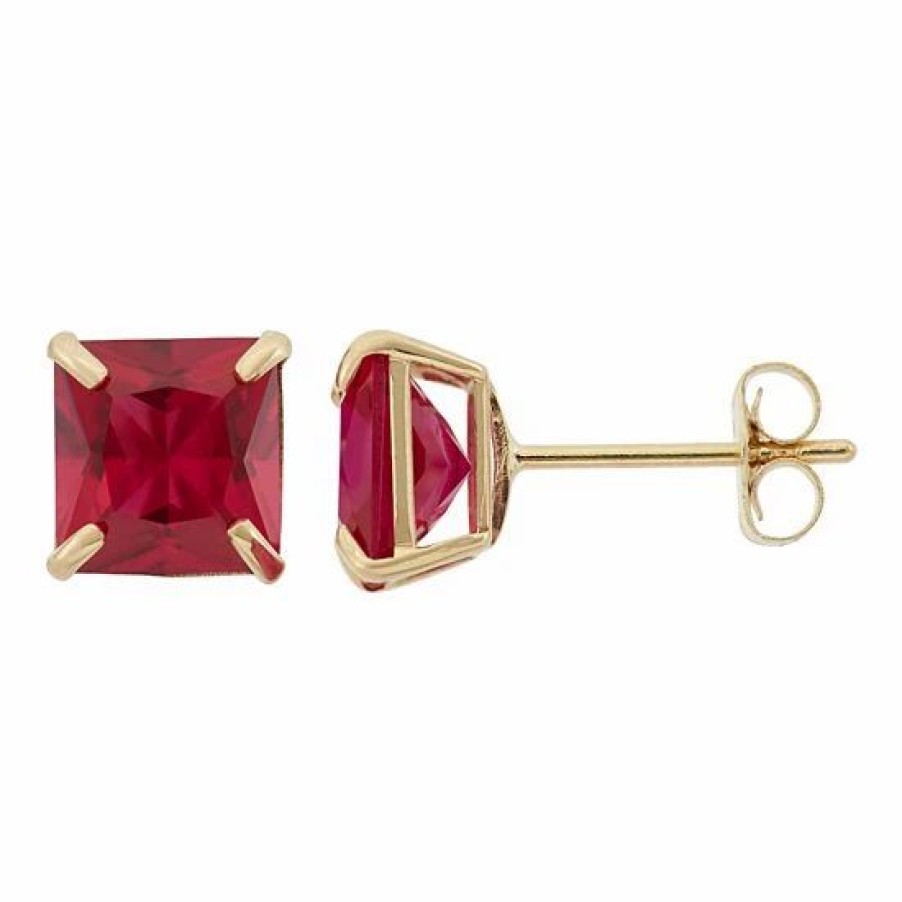 * Designs By Gioelli Lab-Created Ruby 10K Gold Stud Earrings | Jewelry