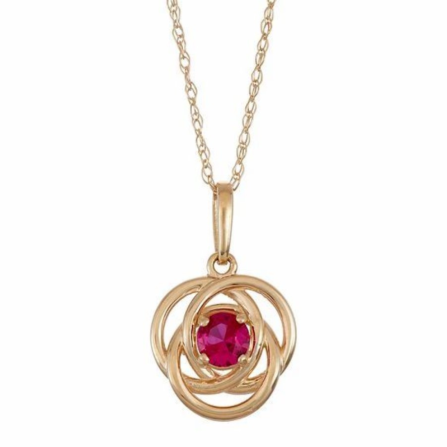 * Designs By Gioelli 10K Gold Lab-Created Ruby Knot Pendant Necklace | Jewelry