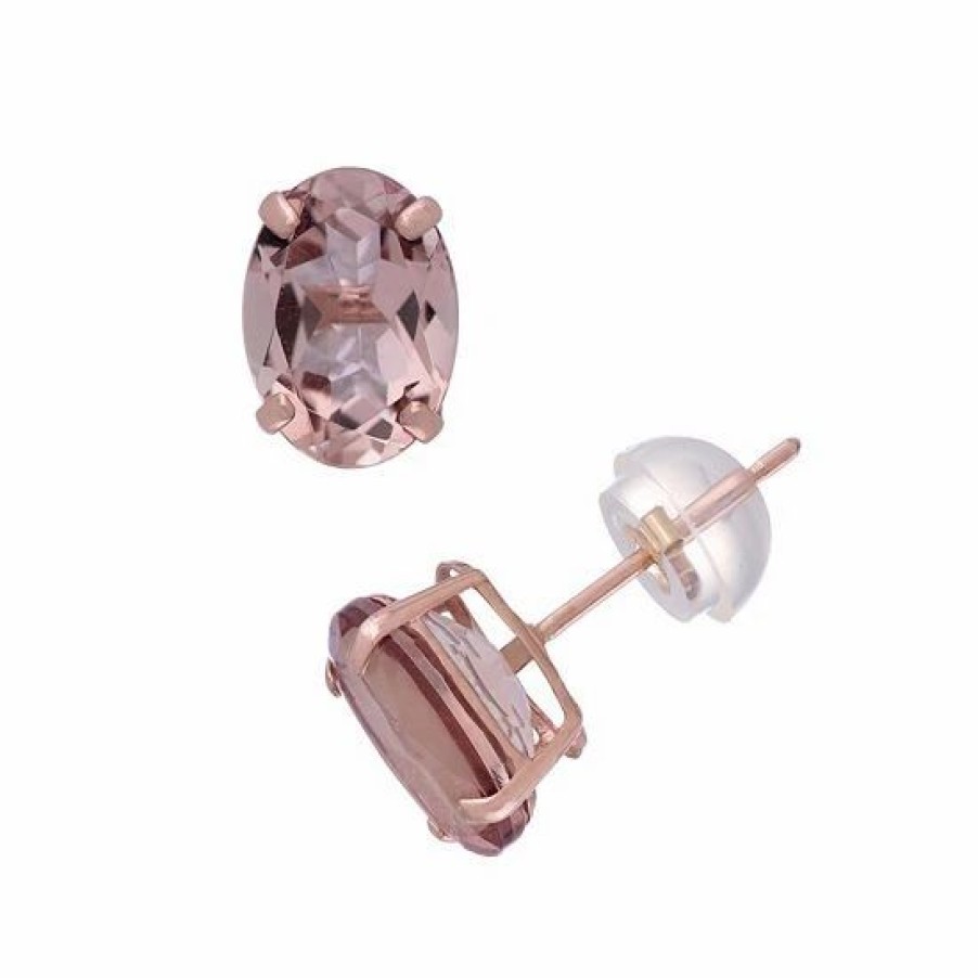 * Designs By Gioelli 14K Rose Gold Simulated Morganite Stud Earrings | Jewelry