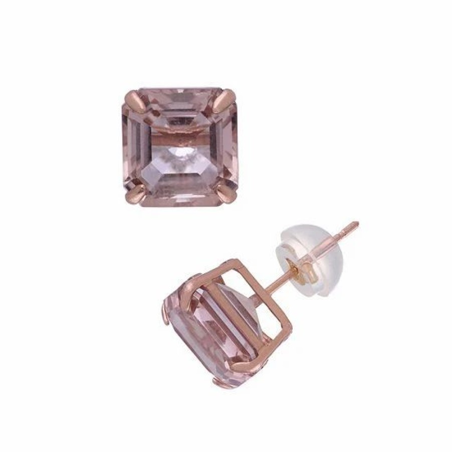 * Designs By Gioelli 14K Rose Gold Simulated Morganite Stud Earrings | Jewelry