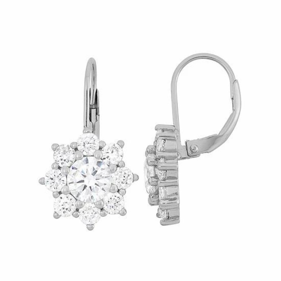 * Designs By Gioelli Cubic Zirconia Sterling Silver Flower Drop Earrings | Jewelry