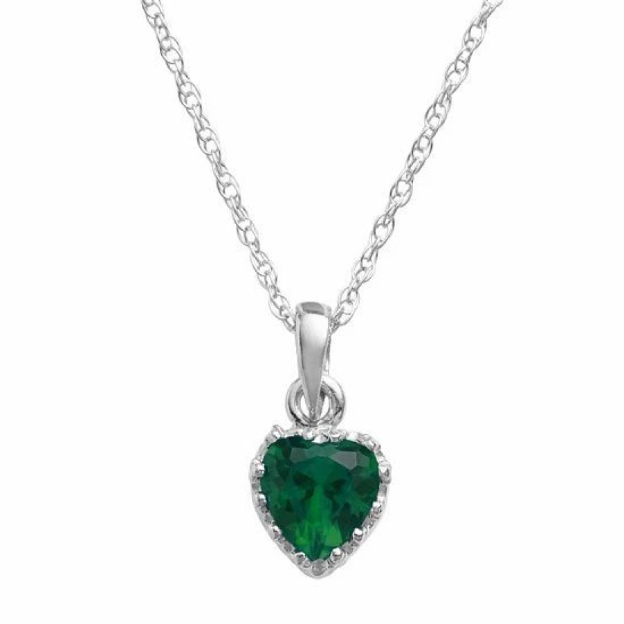 * Designs By Gioelli Sterling Silver Lab-Created Emerald Heart Crown Pendant | Jewelry