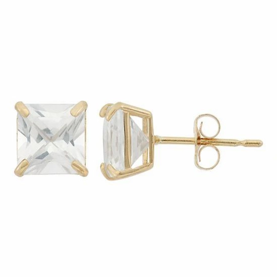 * Designs By Gioelli Lab-Created White Sapphire 10K Gold Stud Earrings | Jewelry