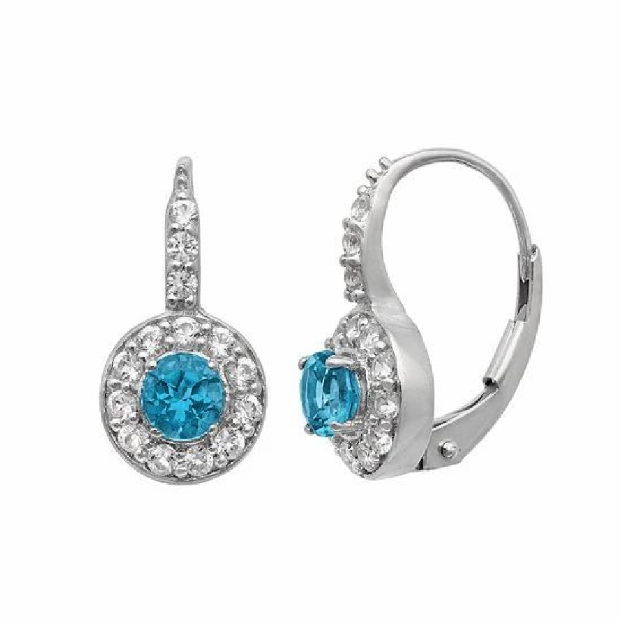 * Designs By Gioelli London Blue Topaz And Lab-Created White Sapphire Sterling Silver Halo Drop Earrings | Jewelry