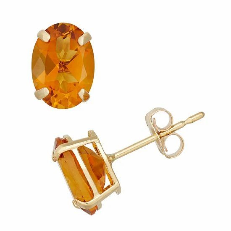 * Designs By Gioelli Citrine 10K Gold Oval Stud Earrings | Jewelry