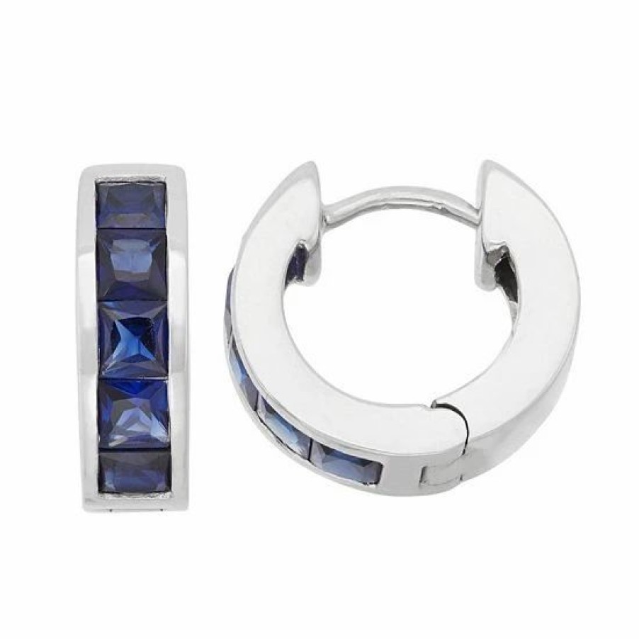 * Designs By Gioelli Lab-Created Sapphire Sterling Silver Huggie Hoop Earrings | Jewelry