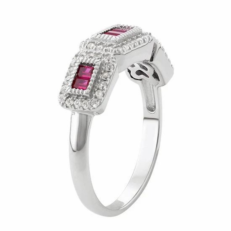 * Designs By Gioelli Sterling Silver Lab-Created Ruby & White Sapphire Ring | Jewelry