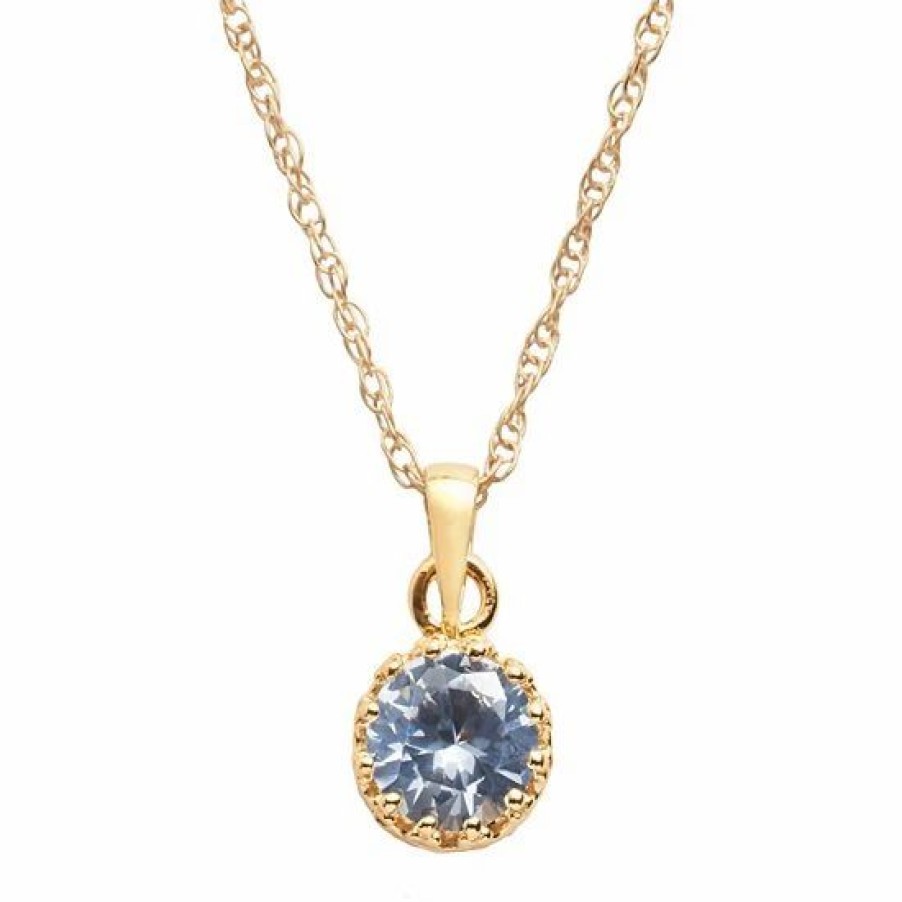 * Designs By Gioelli 14K Gold Over Silver Lab-Created Aquamarine Crown Pendant | Jewelry