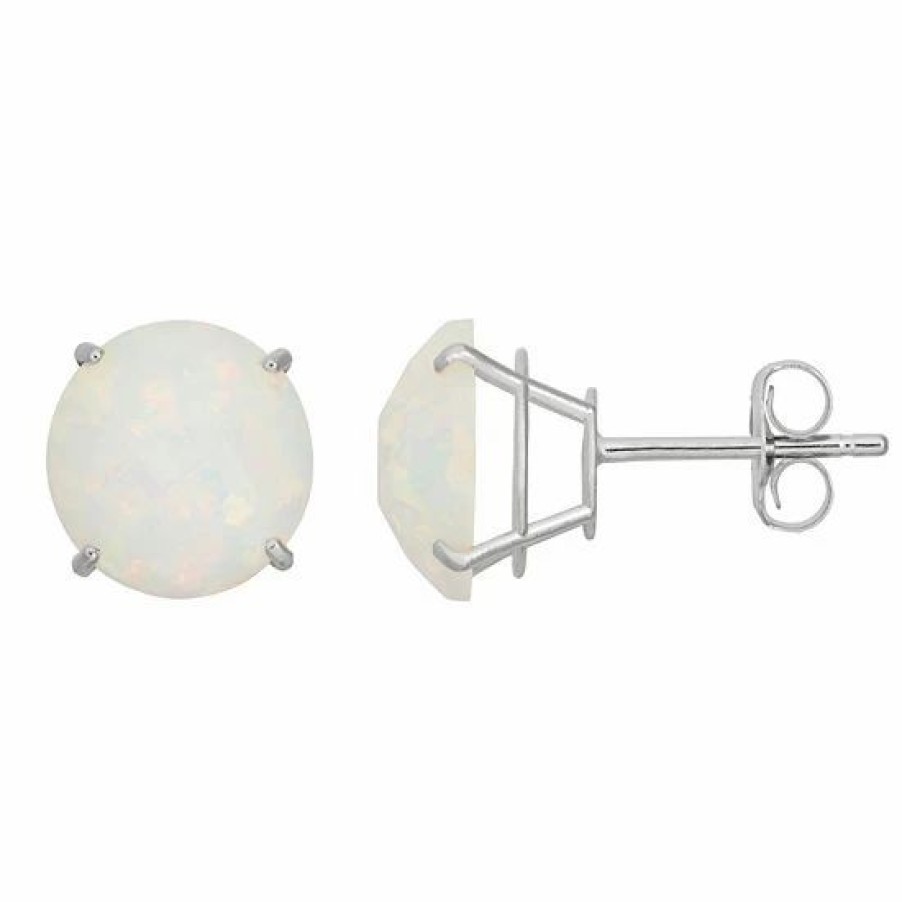 * Designs By Gioelli Lab-Created Opal 10K White Gold Stud Earrings | Jewelry