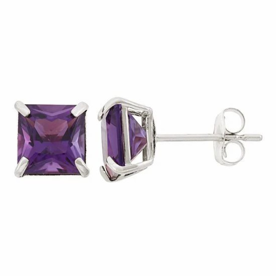 * Designs By Gioelli Amethyst 10K White Gold Stud Earrings | Jewelry