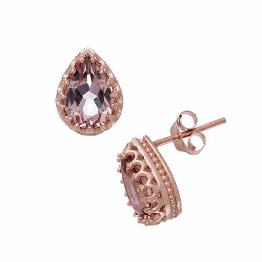 * Designs By Gioelli 14K Rose Gold Over Silver Simulated Morganite Stud Earrings | Jewelry