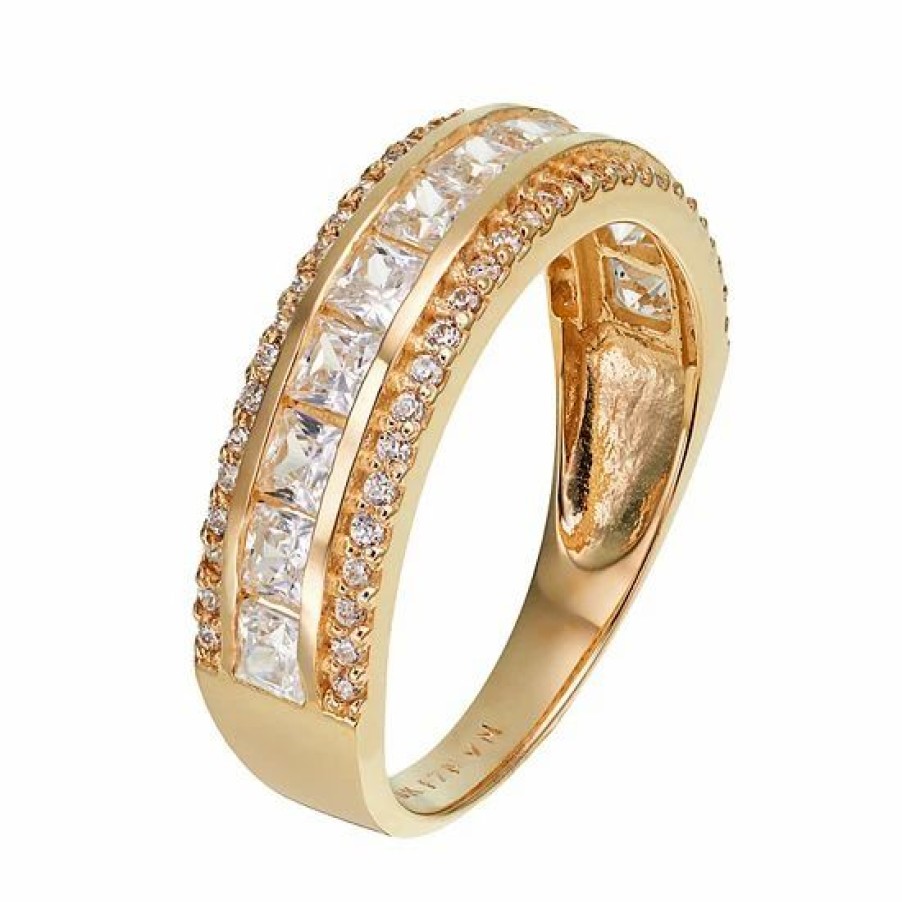 * Designs By Gioelli Cubic Zirconia 10K Gold 3-Row Ring | Jewelry