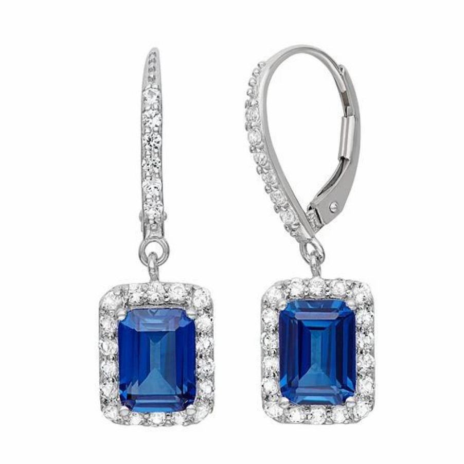 * Designs By Gioelli Lab-Created Blue And White Sapphire Sterling Silver Drop Earrings | Jewelry