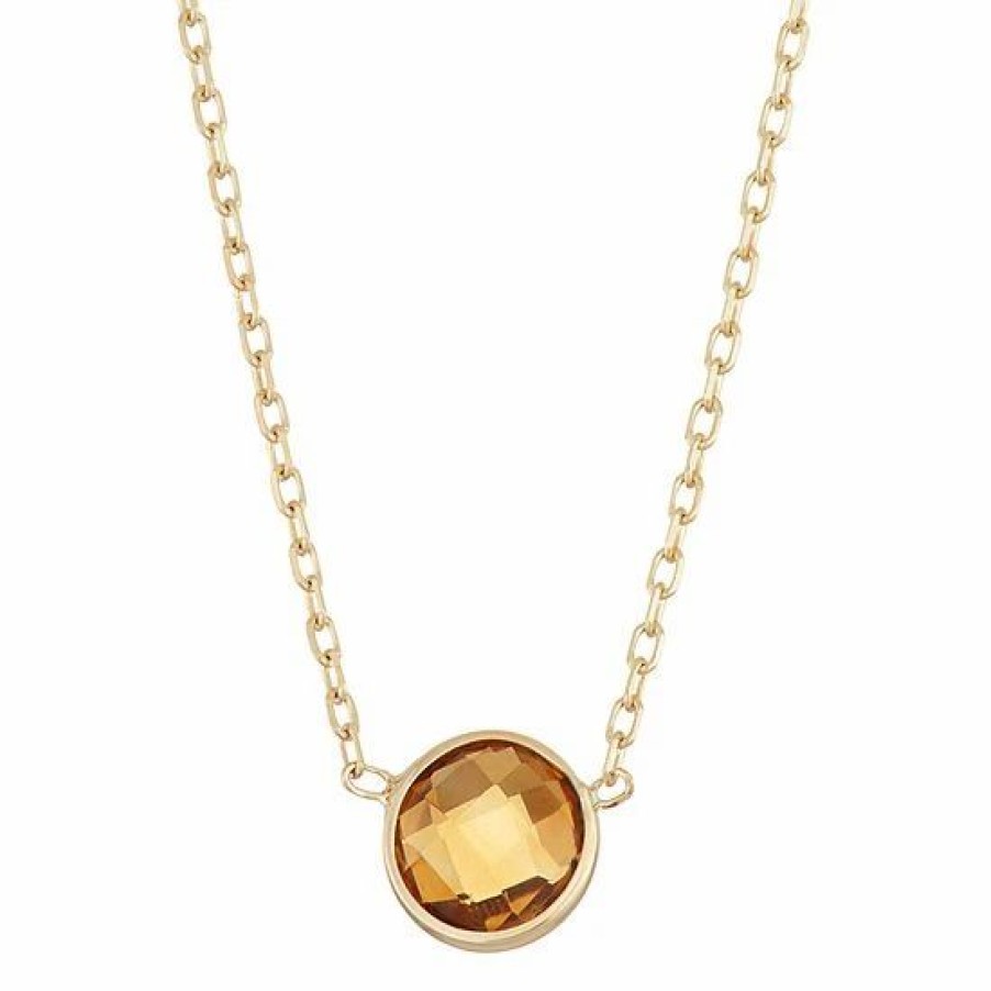 * Designs By Gioelli 10K Gold Citrine Circle Pendant Necklace | Jewelry