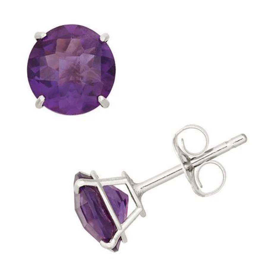 * Designs By Gioelli Amethyst 10K White Gold Stud Earrings | Jewelry