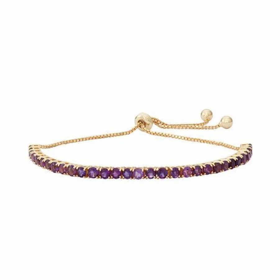 * Designs By Gioelli 14K Gold Over Silver Amethyst Lariat Bracelet | Jewelry