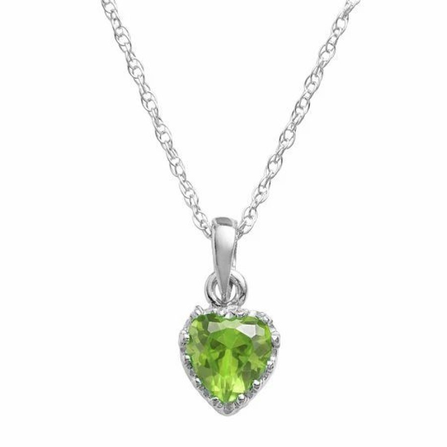 * Designs By Gioelli Sterling Silver Peridot Heart Crown Pendant | Jewelry